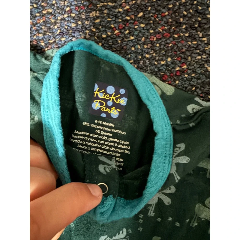Kickee Pants Moose Print Bamboo Viscose Footie Sleeper Green 6-12 Months